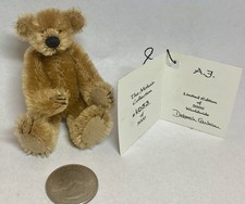Adorable Vintage Deb Canham Miniature Mohair Bear 3 1/2” Tall With Tag And Box picture