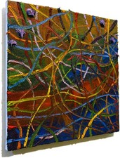 ORIGINAL OIL█PAINTING VINTAGE ART█SIGNED IMPRESSIONIST POP█ABSTRACT MODERN DECO picture