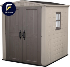 Factor 8X8 Foot Large Resin Outdoor Shed with Floor for Patio Furniture Lawn Mow picture