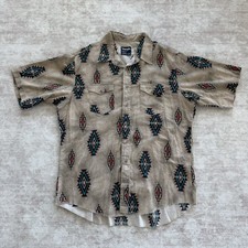 Vintage Wrangler Shirt Mens 18 Long Tails Brown Beige Southwestern Aztec picture