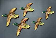 Vintage Favorware Chalkware Duck Mallard Set of 5 Wall Decor MCM Cabin Farm picture