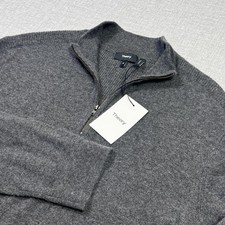 Theory 1/4 Zip Cashmere Donners Sweater Mens XL Gray Mock Neck Pullover picture