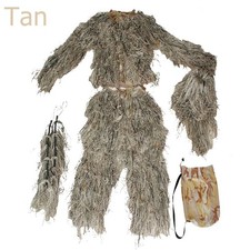 5 in 1 Tan Ghillie Suit Camouflage Hunting Cloth Apparel Woodland Desert Jungle picture
