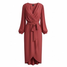 City Chic Dress Opulent Size M Magenta Long Sleeve Silky Pencil Dress picture