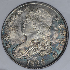 1826 capped bust half dollar Soapbox Anacs Au 55 0-118a Double sided Toned picture