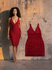 Guess by Marciano Women’s Metallic Red Bodycon Bandage Dress Size Large Holiday picture