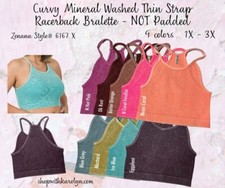 Zenana Curvy Mineral Wash Ribbed Racerback Brami Crop top 1X-3X 40A-48DD 6167 picture