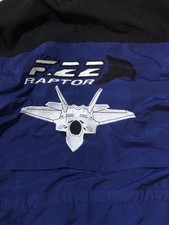 Vintage F22 Raptor Embroidered Wind Breaker Jacket Blue Size XL picture