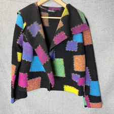 Vintage ANNIKKI KARVINEN XS Wool Jacket HandMade Finland Patch Print Art to Wear picture