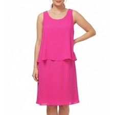 SugarLips SUGAR+LIPS Hot Pink GEORGETTE Flowy Overlay OPEN-BACK Party Dress M picture