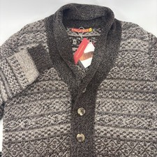 Kuna Kiosko Cardigan Mens M Brown 100% Baby Alpaca Shawl Collar NWT Cardigan picture
