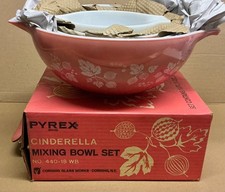 Vintage Pyrex Pink Gooseberry Cinderella Mixing Bowl Set 441 442 443 444 picture