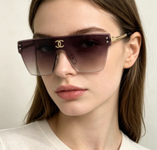Chanel Women's One-Piece Shield Rimless Chain Sunglasses A71787 (Size 62□130) picture