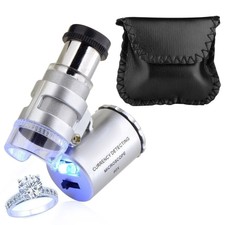 30X 60X Illuminated Jewelers Eye Loupe Foldable Magnifier Bright LED Light Gold picture