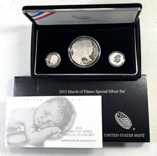 2015 March of Dimes Special Reverse & Proof Silver Set in US Mint OGP & COA picture