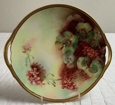 Antique Hand Painted Plate, Flowers, Leaves, 10” Round, B & C, Limoges, France picture
