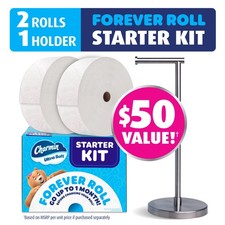 Charmin Ultra Soft Toilet Paper, Forever Roll Starter Kit, 1 Holder, 2 Rolls picture