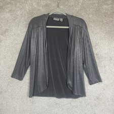 Chico's Travelers Cardigan Womens 0 Gray Metallic Stretch 3/4 Sleeve- 5316 picture