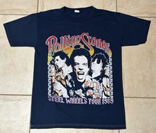 Vintage 1989 Rolling Stones Steel Wheels Tour T Shirt Men L Navy Single Stitch picture