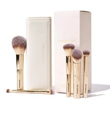 HOURGLASS Brush Travel Set of 5 Gold White Pouch AUTHENTIC SMASHED BOXES $175 picture