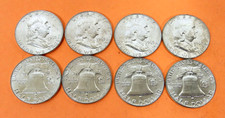 1963 P Franklin Half Dollar GEM BU UNC Condition 90% Silver Lot Of 8 picture