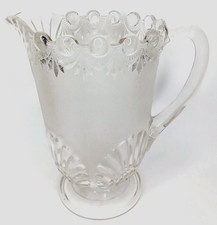Antique 1890s EAPG Westmoreland Glass Victor Shell And Jewel Clear Pitcher picture