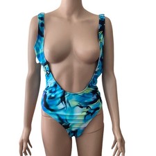 Exotic Dancer Outfit One Piece Blue Green Womens Large Spandex Stretch picture