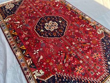 RED BLUE VINTAGE RUG 4x7 ANTIQUE HAND-KNOTTED traditional handmade oriental 5x7 picture