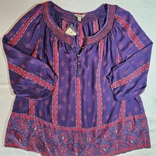 NWT VTG Purple Smocked Boho Peasant Blouse Plus Size 2X picture