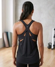 Athleta 2-in-1 Ultimate Support Tank Top Medium Black Built-In Sports Bra Active picture