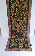 Metropolitan Museum of Art Floral Silk Scarf Black Burgundy Gold 17
