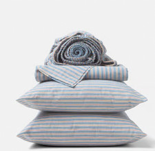 NWOT $248 COYUCHI Organic Crinkled Percale SHEET SET Indio Stripe CK picture