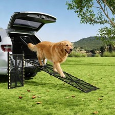 🐕71in Folding Steel Dog Ramp Non Slip Portable Pet Ramp for Cars Trucks RVs picture