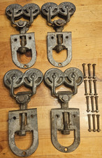 VINTAGE F E MYERS SUREGRIP TANDEM BARN DOOR ROLLERS W/ FASTENING BOLTS HARDWARE picture