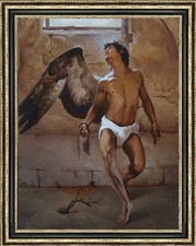 Hand-painted oil painting art young Male Nude Angel on canvas 24