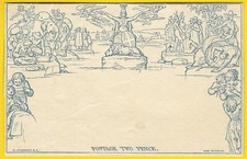 1840 Great Britain, Original Blue MULREADY DESIGN Letter Sheet, Very Fine #A94 picture
