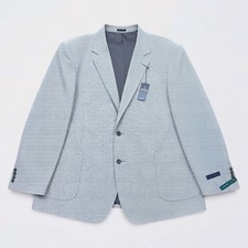 Stafford Sport Coat Mens 56 Long Charcoal Houndstooth Linen Cotton Blazer NWT picture