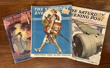 The Saturday Evening Post Vintage 1937 Lot of 3 Magazines Rockwell Grey Johnston picture