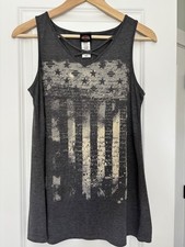 Harley-Davidson Women's Distressed American Flag Criss-Cross Tank Top small picture