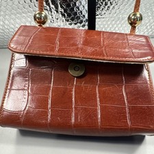 Vintage Brown Furla Croc - Embossed Leather Crossbody. #2026 picture