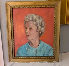 Mid Century Portrait Painting Signed Ethel Morehouse 22x19 Framed Listed Artist  picture