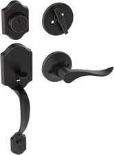 NEW Front Door Handle and Deadbolt Set Oil Rubbed Bronze Reversible Entry Lock picture