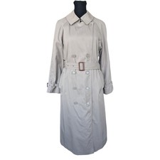Vintage Bloomingdale's Plaza II Beige Cotton Blend Trench Coat Womens DB Sz 6 picture