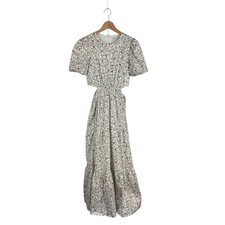 NWT WAYF Floral Cutout Tiered Maxi Dress S Cotton Puff Sleeves picture