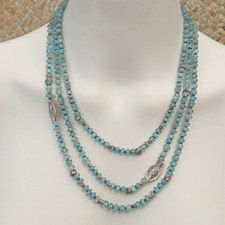 Vintage Multi Strand Aquamarine Necklace Natural Layered GRAS Israel Ocean Team picture