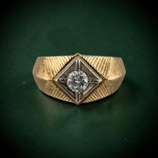Vintage 1940s-50s Retro 10K Yellow Gold 0.33ct Diamond Ring Sz 9 5.3g 10.95mm picture