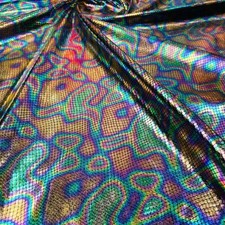 Spandex Fabric Stretch Multicolor Litmus Pearl Hologram by Yard for Swimwear picture