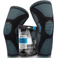POWERLIX Knee Compression Sleeve, Color Blue-2 Pack, Size Large picture