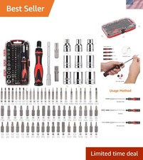 Elegant 73-Piece Magnetic Ratchet Wrench & Precision Screwdriver Set, Black/Red picture
