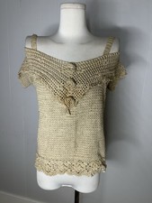 Vintage Tea Colored 70s Does Victorian Crochet Blouse picture